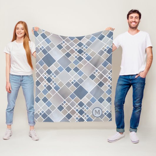 水彩ビーチ模様モノグラムフリースブランケット フリースブランケット (インサイチュ)