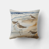 水彩ビーチ沿岸シーンサンピパーズ クッション (裏面)