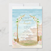 水彩ビーチ沿岸リハーサルディナー招待状 招待状 (正面)