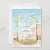 水彩ビーチ沿岸結婚式招待状 招待状 (正面)