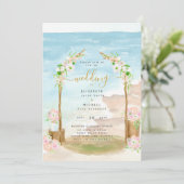 水彩ビーチ沿岸結婚式招待状 招待状 (スタンド正面)