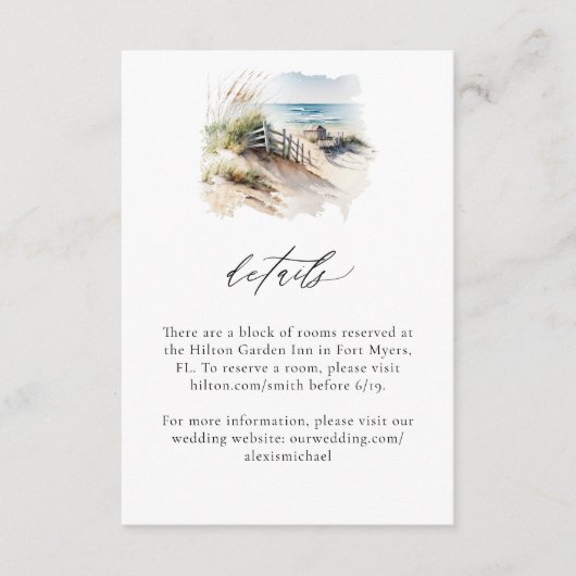 水彩ビーチ沿岸詳細カード エンクロージャーカード (正面)