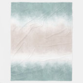 水彩ビーチ波佐世海/青グリーン フリースブランケット (正面)