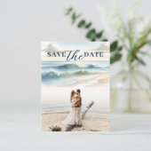 水彩ビーチ波沿岸の日付保存 案内ポストカード (スタンド正面)