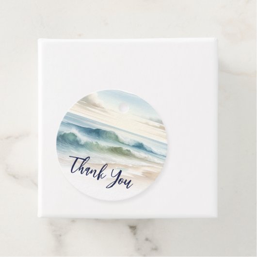 水彩ビーチ波素朴沿岸結婚の フェイバータグ (インサイチュ)