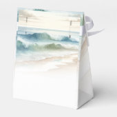 水彩ビーチ波素朴沿岸結婚の フェイバーボックス (裏面サイド)