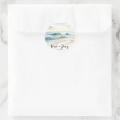 水彩ビーチ波素朴沿岸結婚の ラウンドシール (バッグ)