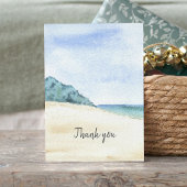 水彩ビーチ海メモリアルありがとう サンキューカード
