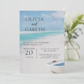 水彩ビーチ海先結婚式 招待状 (スタンド正面)