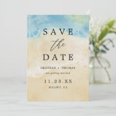 水彩ビーチ海宛先ウェディング セーブザデート (スタンド正面)