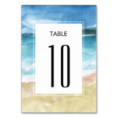 水彩ビーチ海宛先ウェディング テーブルナンバー (正面)