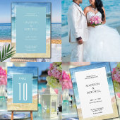 水彩ビーチ海宛先ウェディング テーブルナンバー