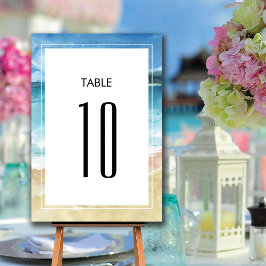 水彩ビーチ海宛先ウェディング テーブルナンバー