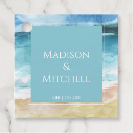 水彩ビーチ海宛先ウェディング フェイバータグ