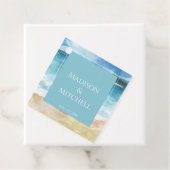 水彩ビーチ海宛先ウェディング フェイバータグ (インサイチュ)