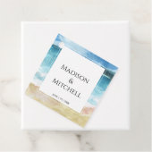 水彩ビーチ海宛先ウェディング フェイバータグ (インサイチュ)