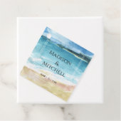水彩ビーチ海宛先ウェディング フェイバータグ (インサイチュ)