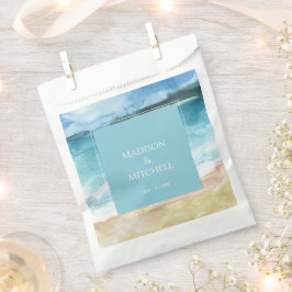 水彩ビーチ海宛先ウェディング フェイバーバッグ