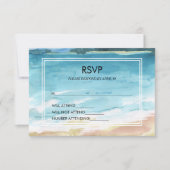 水彩ビーチ海宛先ウェディング 出欠カード (正面)