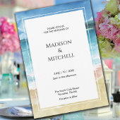 水彩ビーチ海宛先ウェディング 招待状