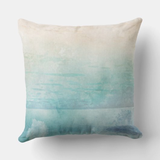 水彩ビーチ海水の砂海岸を下る クッション (裏面)