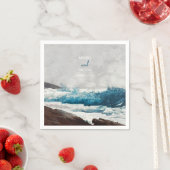 水彩ビーチ海波モノグラム結婚ズ スタンダードカクテルナプキン (インサイチュ)