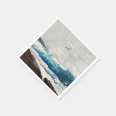 水彩ビーチ海波モノグラム結婚ズ スタンダードカクテルナプキン (角)