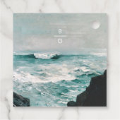 水彩ビーチ海波モノグラム結婚ズ フェイバータグ (裏面)