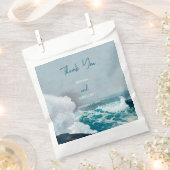 水彩ビーチ海波モノグラム結婚ズ フェイバーバッグ (クリップ留めされた状態)