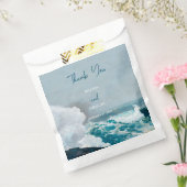 水彩ビーチ海波モノグラム結婚ズ フェイバーバッグ (封をした状態)