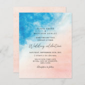 水彩ビーチ海結婚式招待状 (正面/裏面)