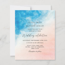 水彩ビーチ海結婚式招待状