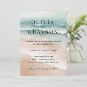 水彩ビーチ海結婚式招待状 招待状 (スタンド正面)