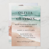 水彩ビーチ海結婚式招待状 招待状 (正面/裏面)