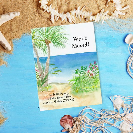 水彩ビーチ熱帯引っ越しました 案内ポストカード