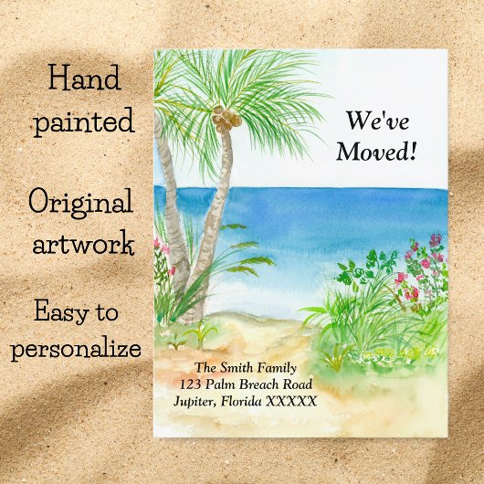水彩ビーチ熱帯引っ越しました 案内ポストカード