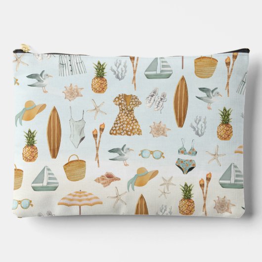 水彩ビーチ独身パーティーウィークエンド アクセサリーポーチ (正面)