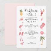 水彩ビーチ独身最後の週末の予定 招待状 (正面/裏面)