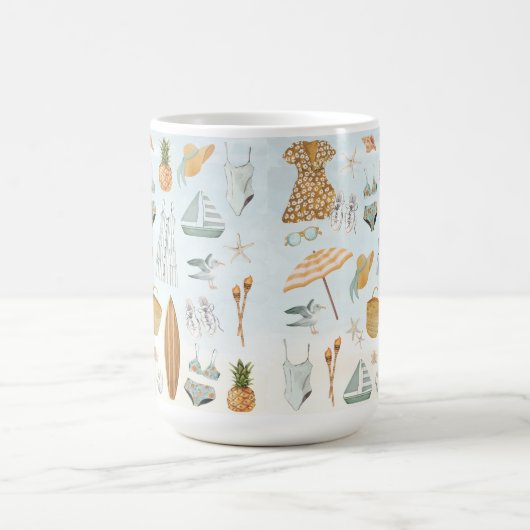 水彩ビーチ独身最後の週末パーティー コーヒーマグカップ (中央)