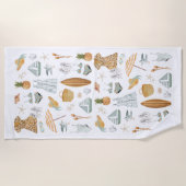 水彩ビーチ独身最後の週末パーティー ビーチタオル (正面)