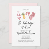 水彩ビーチ独身最後の週末招待状 招待状 (正面/裏面)