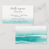 水彩ビーチ目的地ウェディングRSVP エンクロージャーカード (正面/裏面)