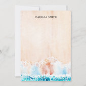 水彩ビーチ砂パーソナライズされた ノートカード (正面)