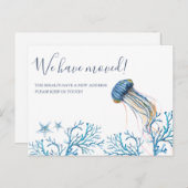 水彩ビーチ移動案内はがき ポストカード (正面/裏面)