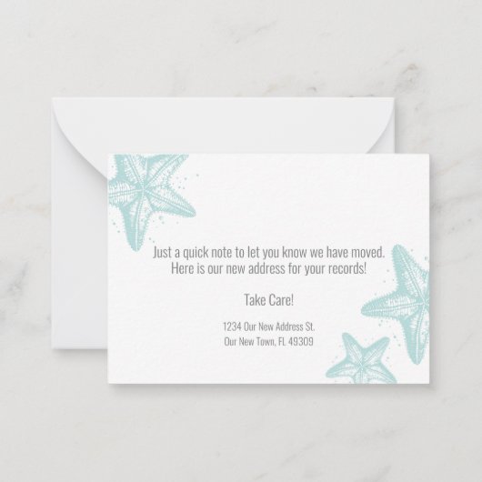 水彩ビーチ移動案内カード ノートカード (裏面)