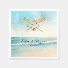水彩ビーチ結婚オール スタンダードカクテルナプキン