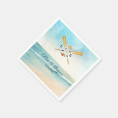 水彩ビーチ結婚オール スタンダードカクテルナプキン (角)