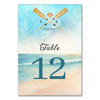 水彩ビーチ結婚オール テーブルナンバー