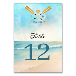 水彩ビーチ結婚オール テーブルナンバー