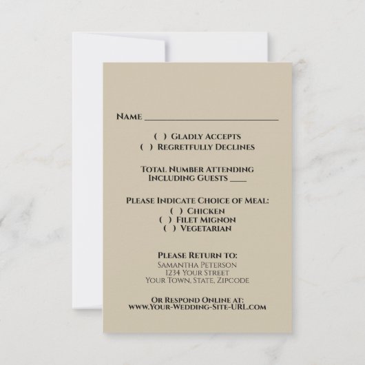 水彩ビーチ結婚式アーチ(バラ付) 出欠カード (裏面)